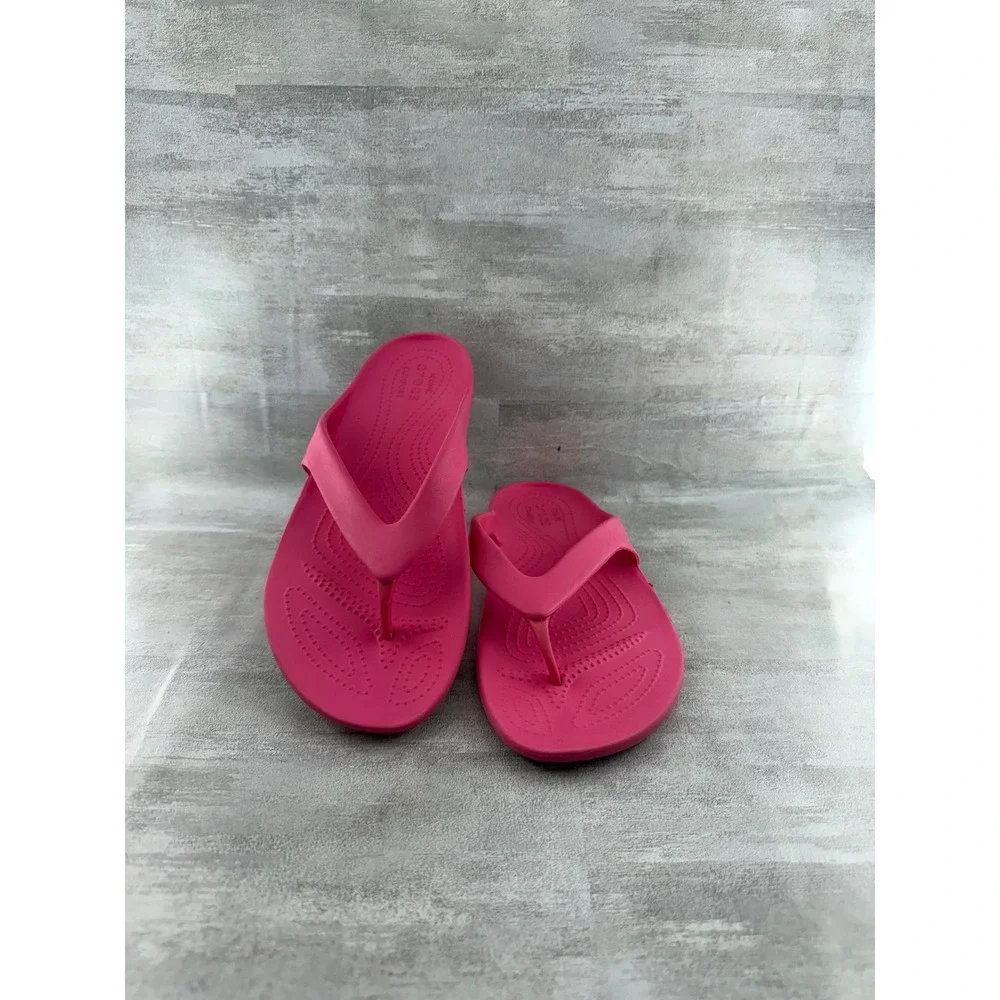 Crocs Kadee II Flip Flops Womens 9 Pink Lightweight Comfort Sandals 202492
